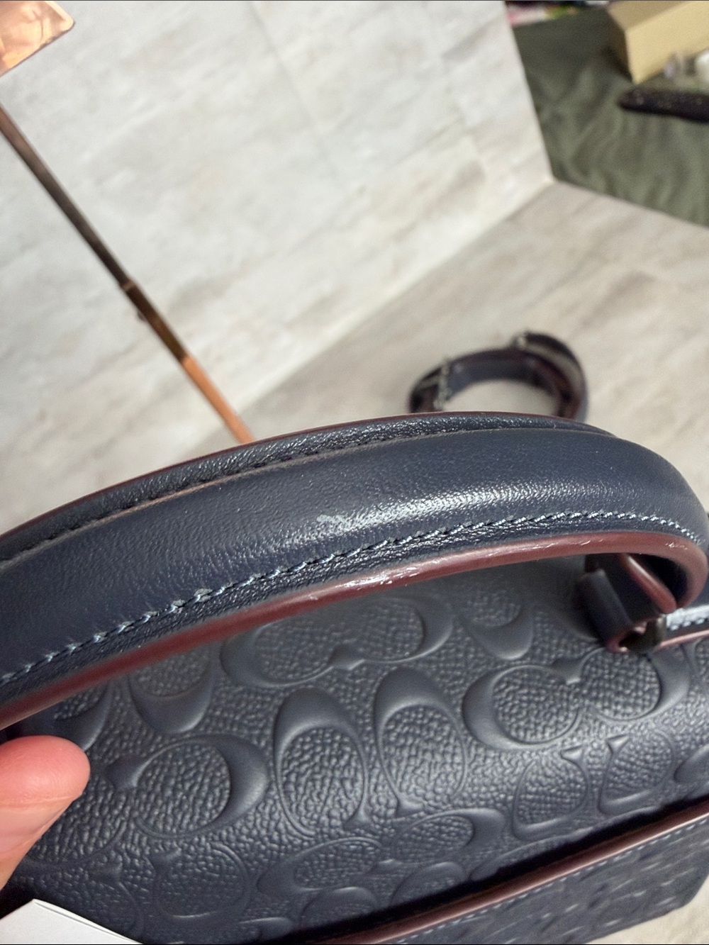 COACH Signature Leather Morgan Top Handle Satchel -  Midnight Navy. - Picture 6 of 16